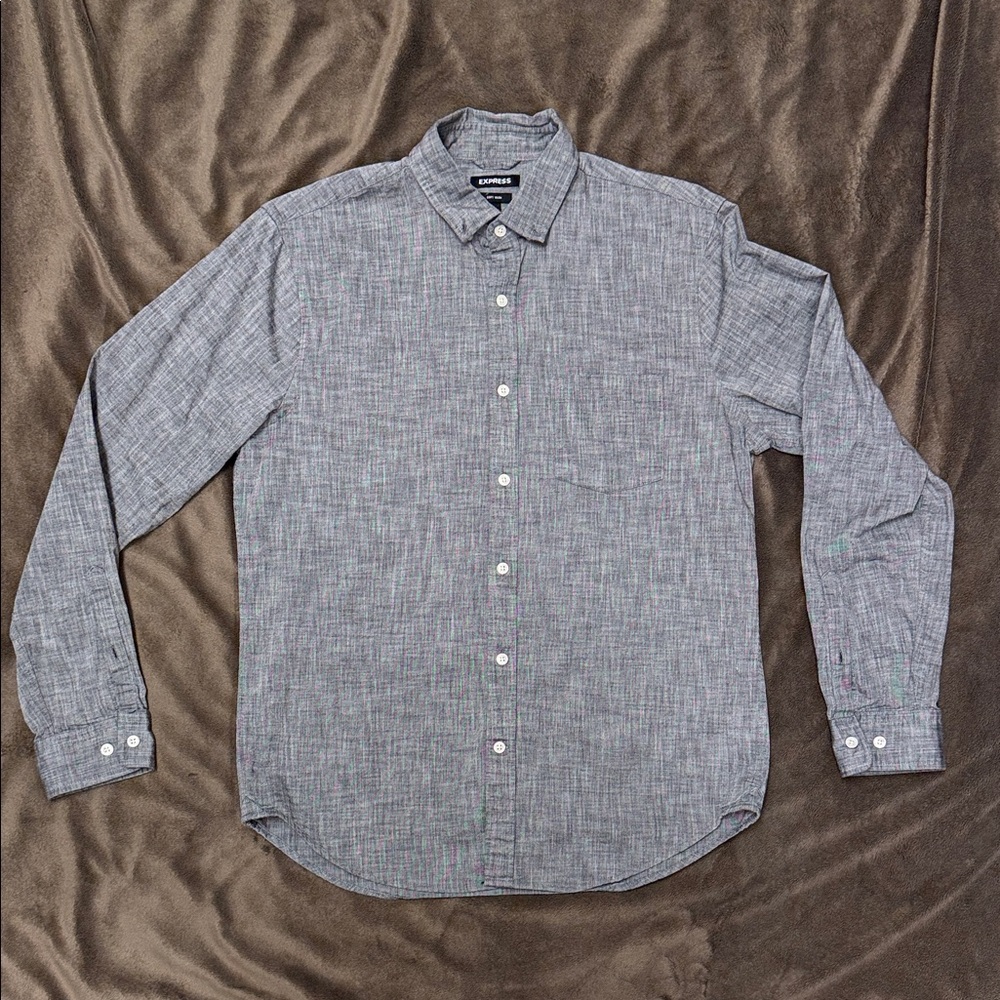 Express Men's Gray Casual Button-Down Shirt